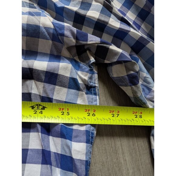 Tallia Mens Blue Checkered Long Sleeve Shirt Size L Cotton - Picture 4 of 4